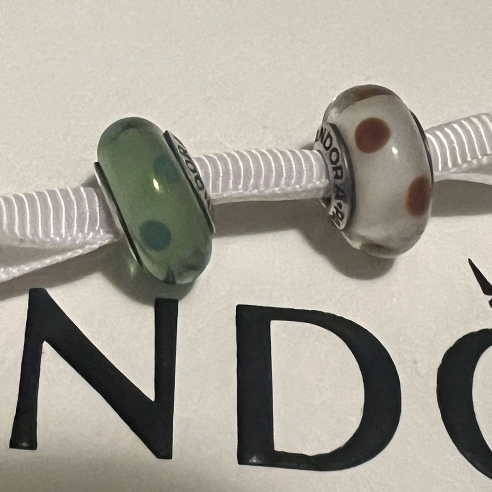PANDORA Set of two (2) Murano Charms